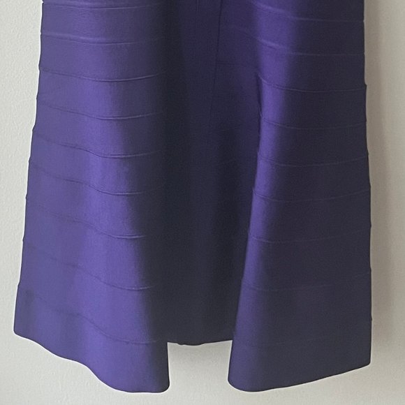 Herve Leger Liza Bandage Plum Berry Boat Neck Flared Dress Authentic - Picture 13 of 16